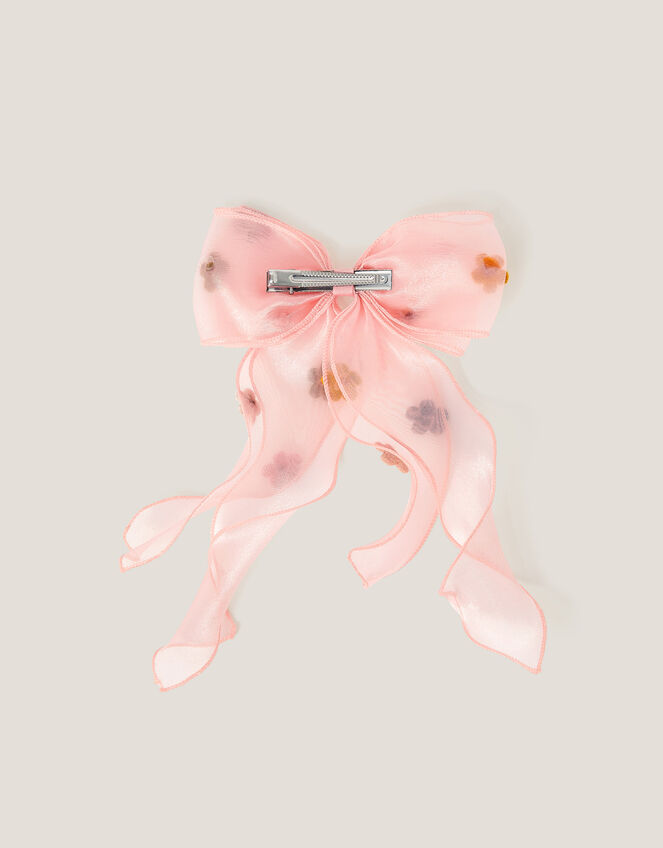 Flower Organza Bow Hair Clip, , large