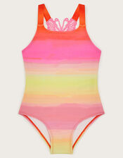 Ombré Butterfly Strap Swimsuit, Pink (PINK), large