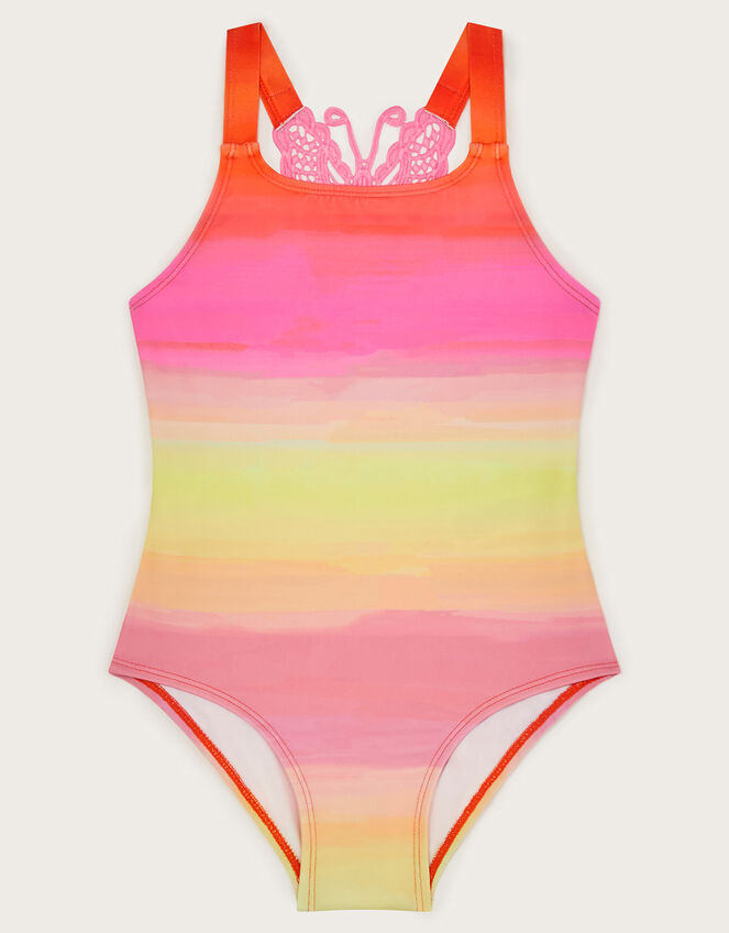 Ombré Butterfly Strap Swimsuit, Pink (PINK), large