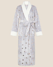 Star Foil Fluffy Dressing Gown, Grey (GREY), large