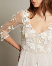 Lucy Embroidered Floral Maxi Wedding Dress, Ivory (IVORY), large