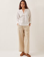 Rosa Linen Bib Blouse, White (WHITE), large