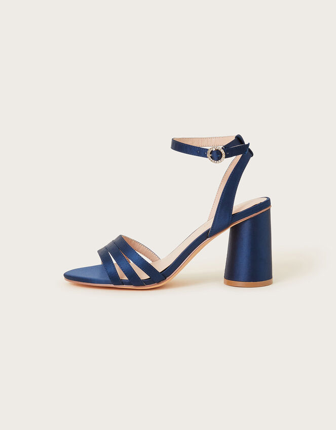 Trio Strap Block Heeled Sandals, Blue (NAVY), large