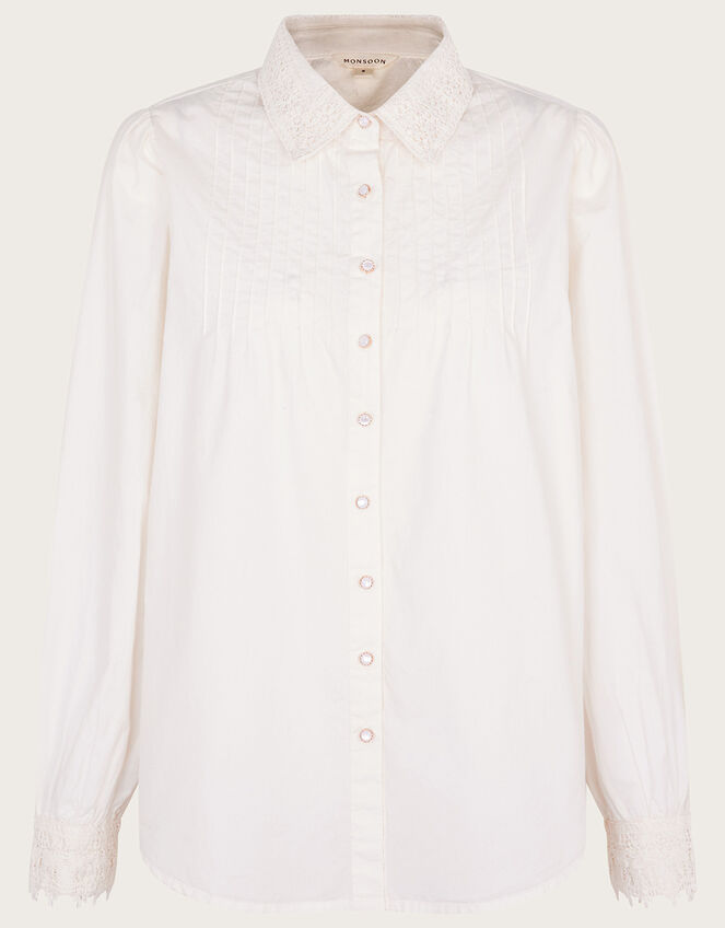 Beth Lace Detail Shirt, Ivory (IVORY), large