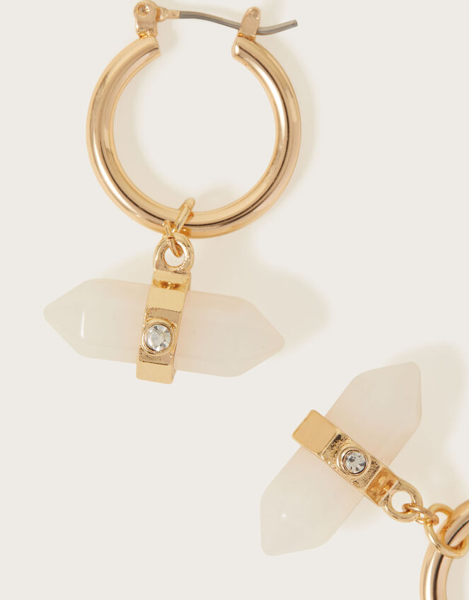 Gem Stone Huggie Hoops, , large