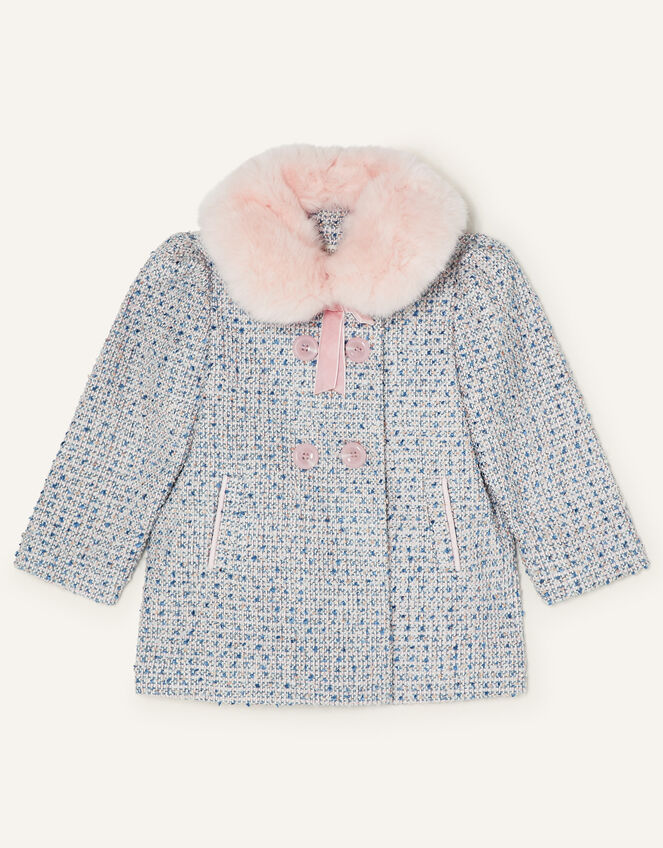 Baby Tweed Coat, Blue (BLUE), large