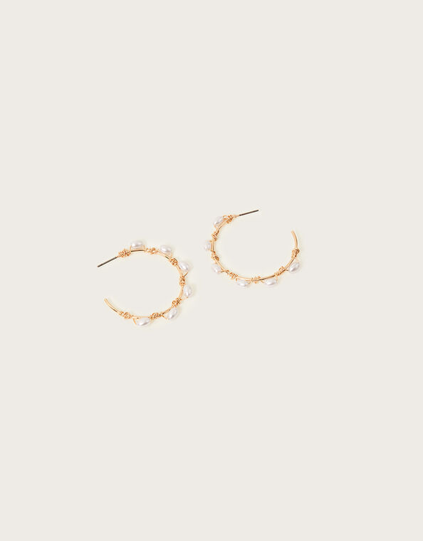 Pearl Twist Hoop Earrings, , large
