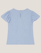 Embellished Floral Appliqu&eacute; Top, Blue (BLUE), large