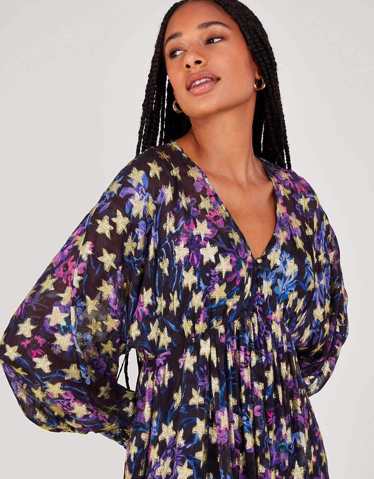 Lia Star Print Dress Black