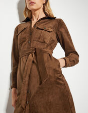 Amber Suedette Midi Dress, Brown (BROWN), large