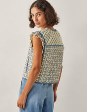 Judy Geometric Quilted Waistcoat, Ivory (IVORY), large