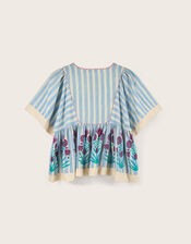 East Rylea Printed Cotton Top, Blue (BLUE), large