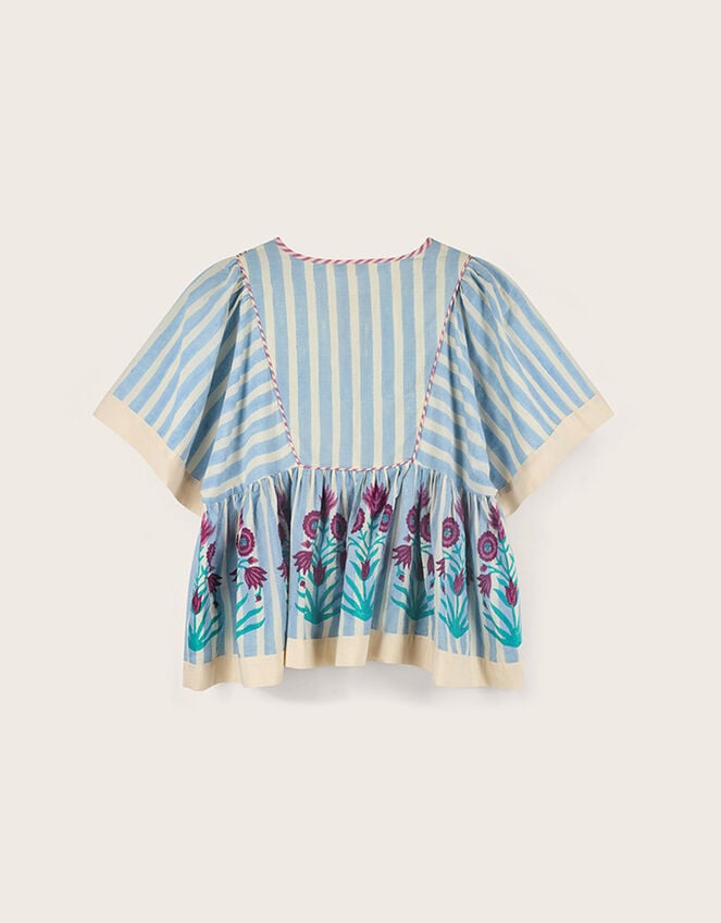 East Rylea Printed Cotton Top, Blue (BLUE), large