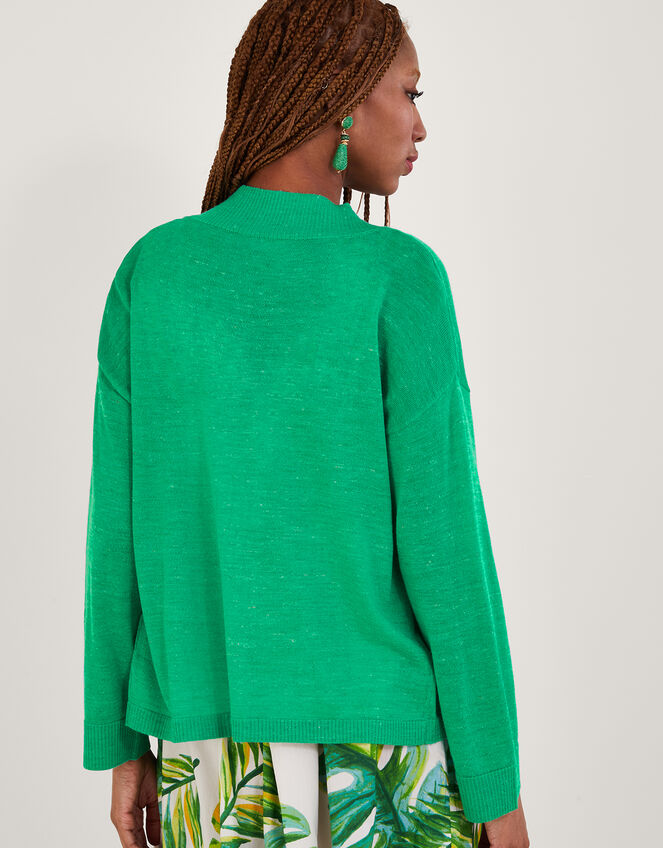 Pocket Cardigan in Linen Blend, Green (GREEN), large