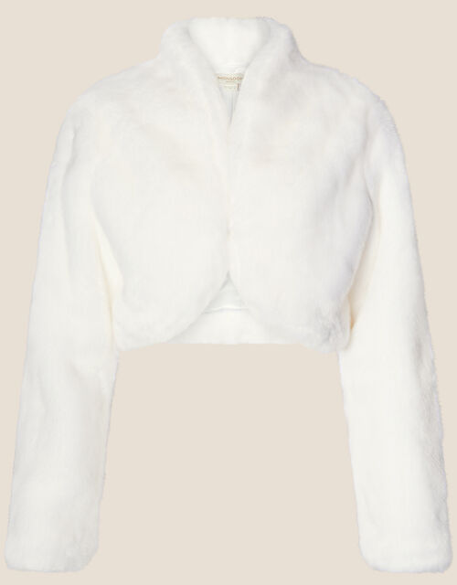 Faux Fur Bridal Jacket, Ivory (IVORY), large