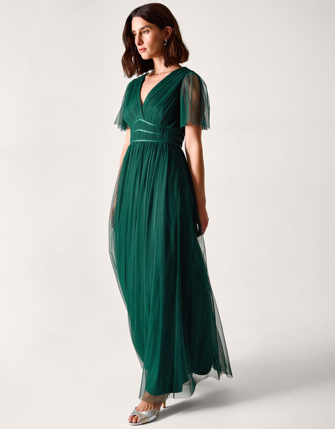forest green bridesmaid dresses uk Emily Short Sleeve Tulle Dress | Evening Size:dress size pants : 40 glitter Blue Belt Outfits For Olive green This halter