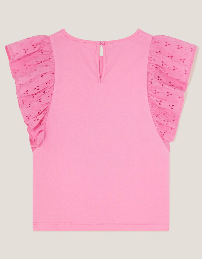 Floral Bouquet Broderie Frill Top, Pink (PINK), large