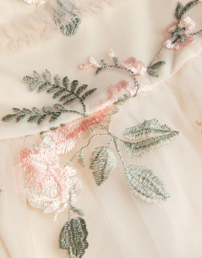 Baby Azalea Puff Sleeve Embroidered Dress, White (WARM IVORY), large