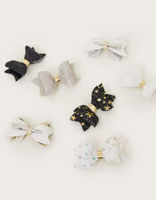7-Pack Sparkle Bow Hair Clips, , large