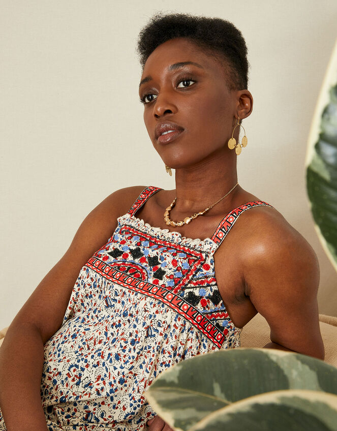 Jersey Embellished Print Cami Dress in LENZING™ ECOVERO™ , Natural (ECRU), large