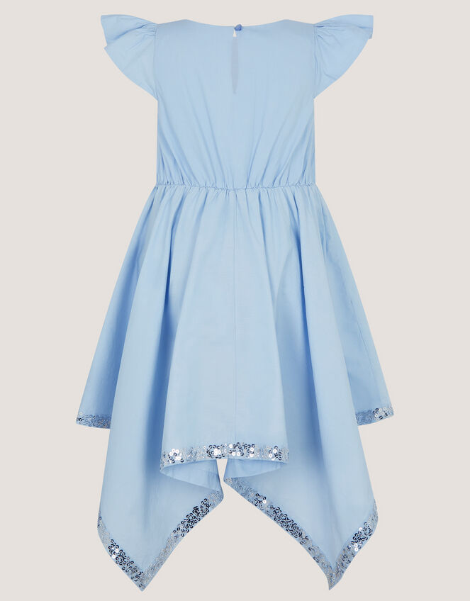 Sequin Butterfly Hanky Hem Party Dress, Blue (BLUE), large