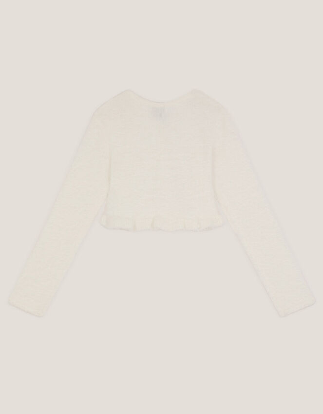Pearl Fuzzy Cardigan, White (WHITE), large