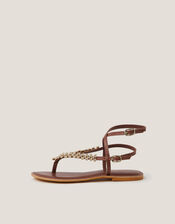 Bria Diamant&eacute; Crossover Leather Sandals, Natural (NEUTRAL), large