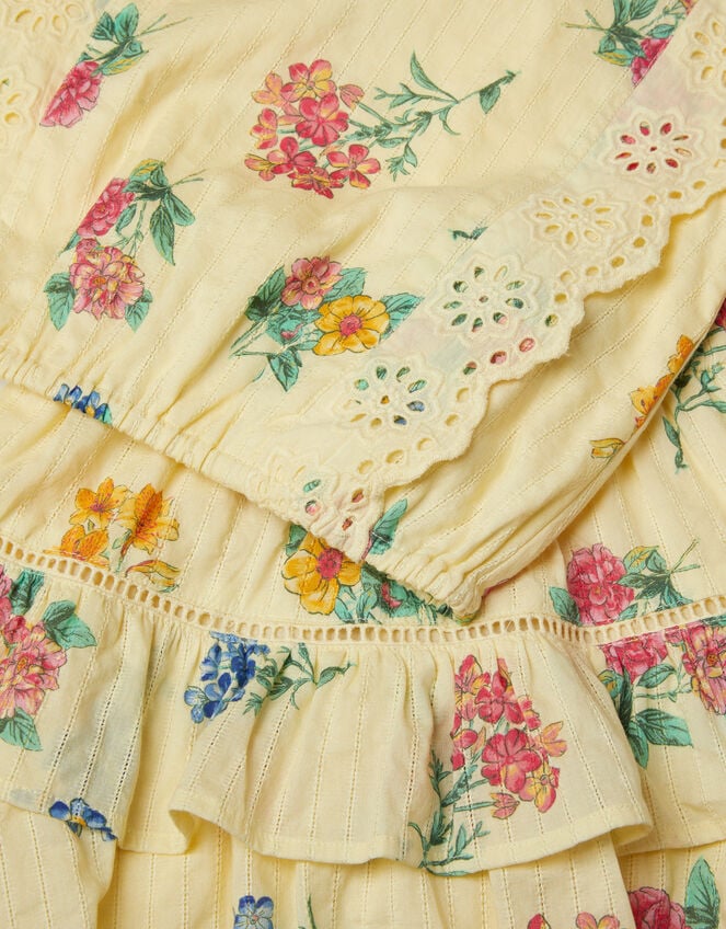 Sasha Broderie Floral Top & Skirt Set, Yellow (YELLOW), large