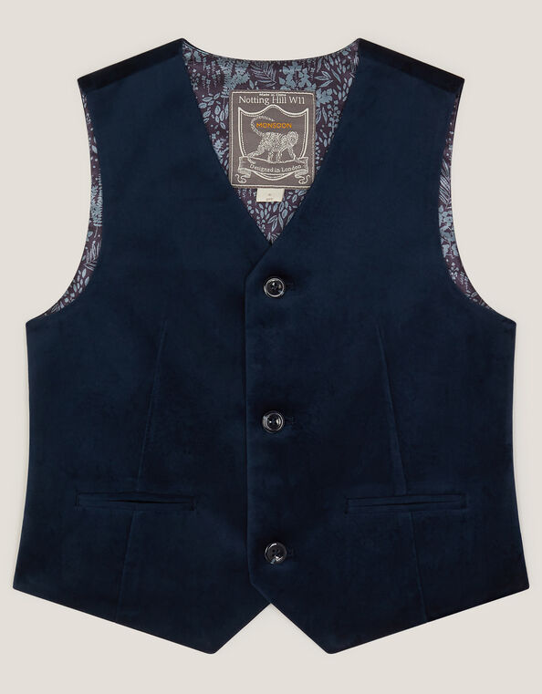 Velvet Waistcoat, Blue (NAVY), large
