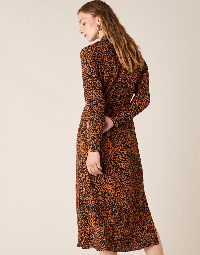 Animal Heart Print Shirt Dress, Black (BLACK), large