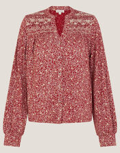 Laurelie Floral Jersey Blouse, Pink (PINK), large