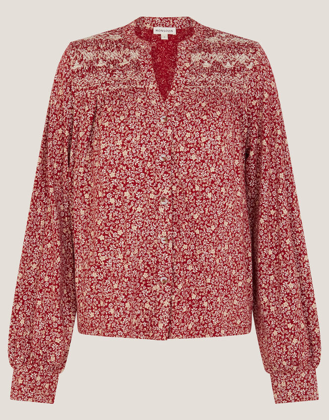 Laurelie Floral Jersey Blouse, Pink (PINK), large