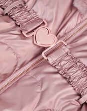 Metallic Belted Puffer Coat, Pink (PINK), large