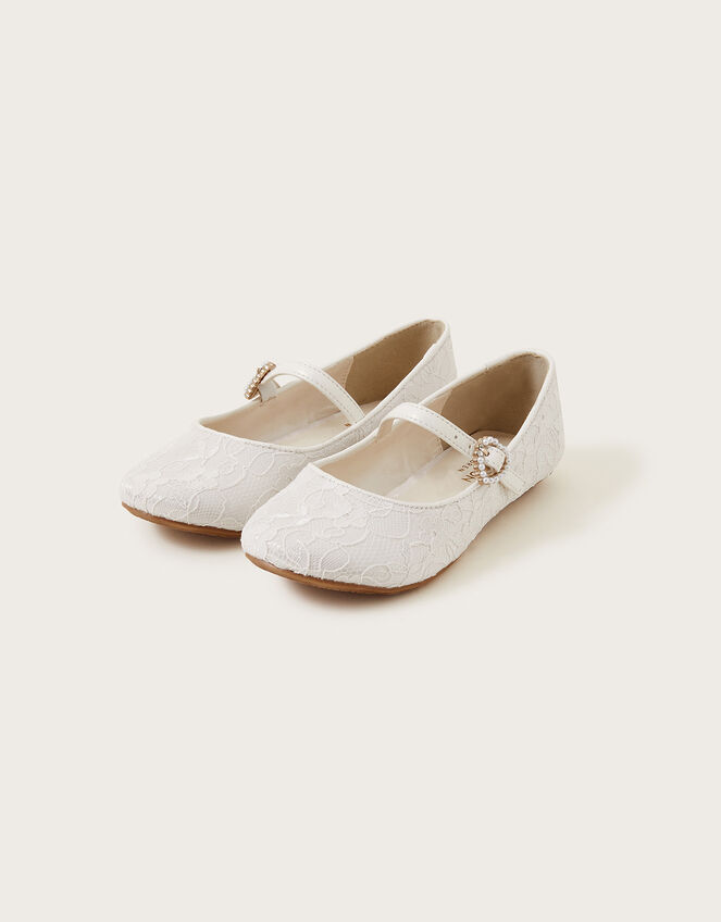 Pretty Lacey Ballerina Flats Ivory | Girls' Flat Shoes | Monsoon UK.