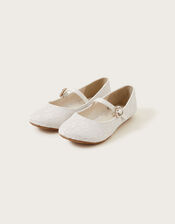 Pretty Lacey Ballerina Flats, Ivory (IVORY), large