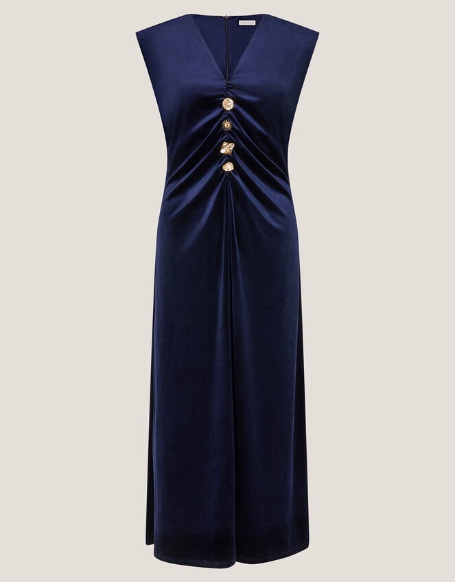 Vana Velvet Sleeveless Midi Dress, Blue (MIDNIGHT), large