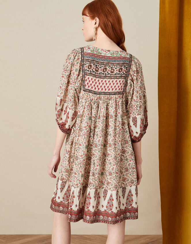 Jess Boho Embellished Dress, Natural (NATURAL), large