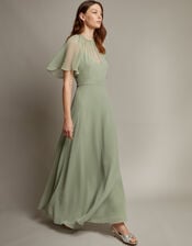Mona Angel Sleeve Maxi Dress, Green (SAGE), large