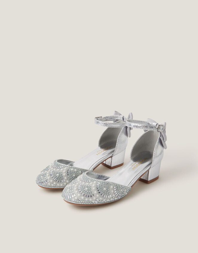 Embellished Metallic Two Part Heels, Silver (SILVER), large