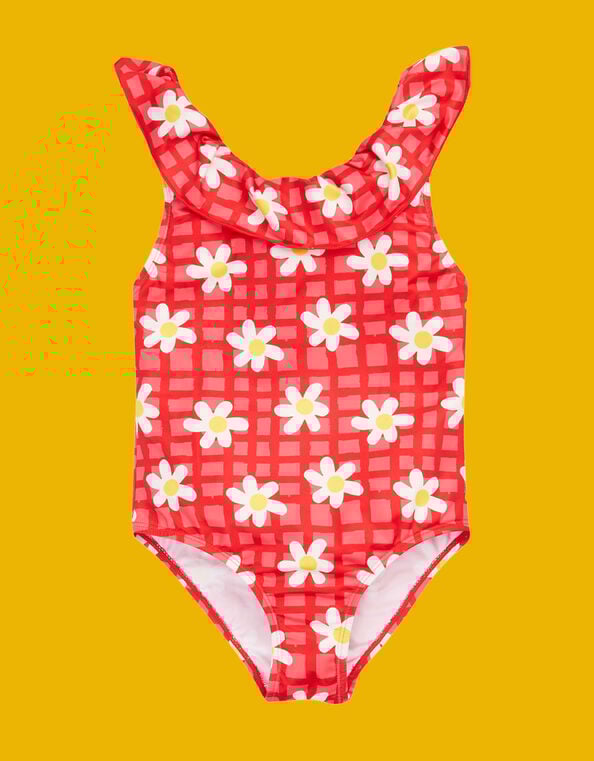 Frugi Amelia Daisy Print Swimsuit, Pink (PINK), large