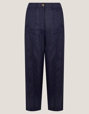 Jolie Regular Linen Wide Leg Trousers, Blue (NAVY), large