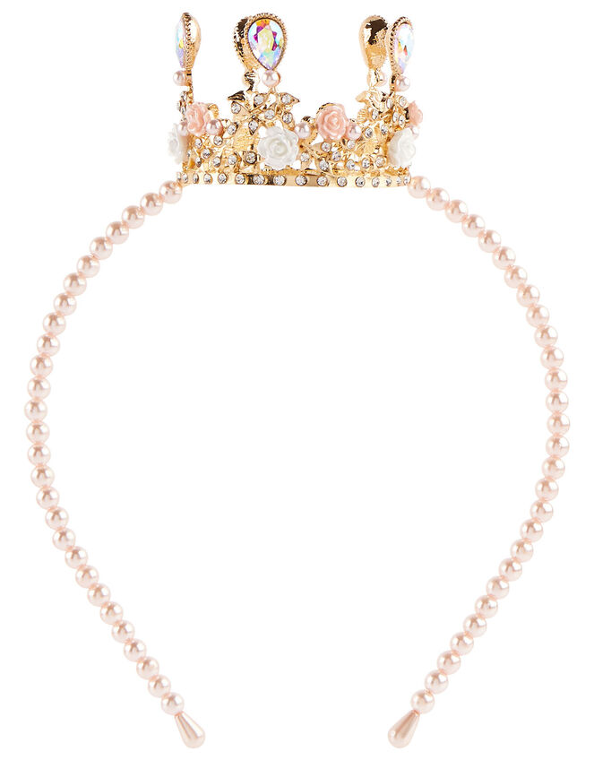 Pearl Teardrop Crown Headband , , large