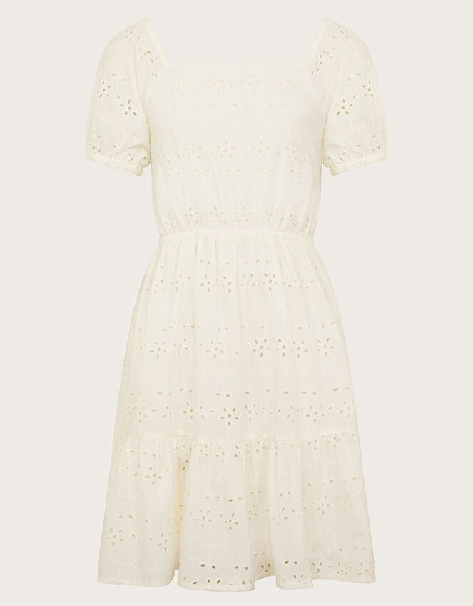 Broderie Bow Back Dress, Ivory (IVORY), large