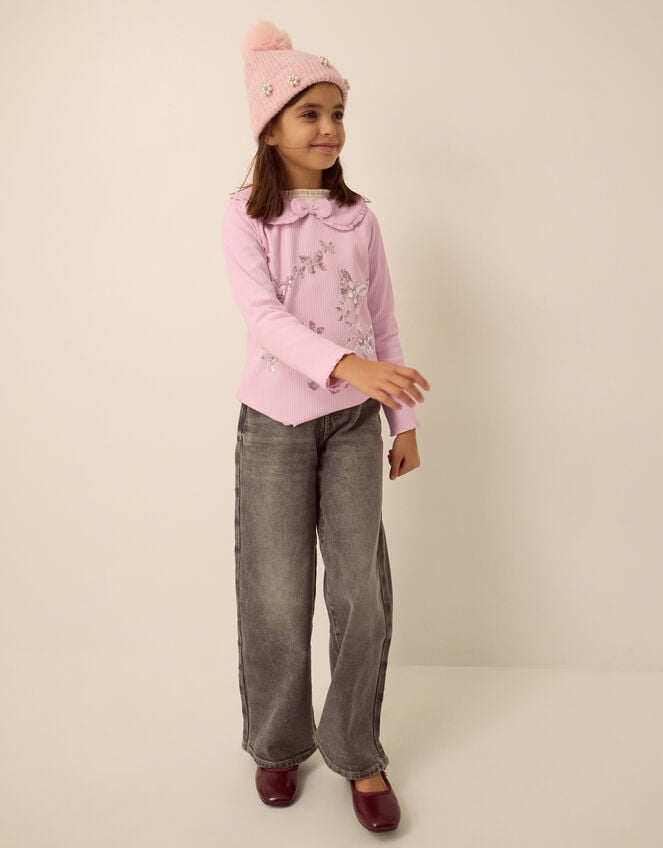 Sequin Butterfly Long Sleeve Top, Purple (LILAC), large