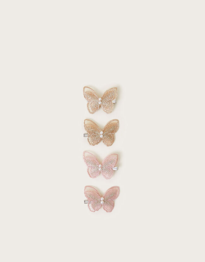 4-Pack Embroidered Butterfly Hair Clips, , large