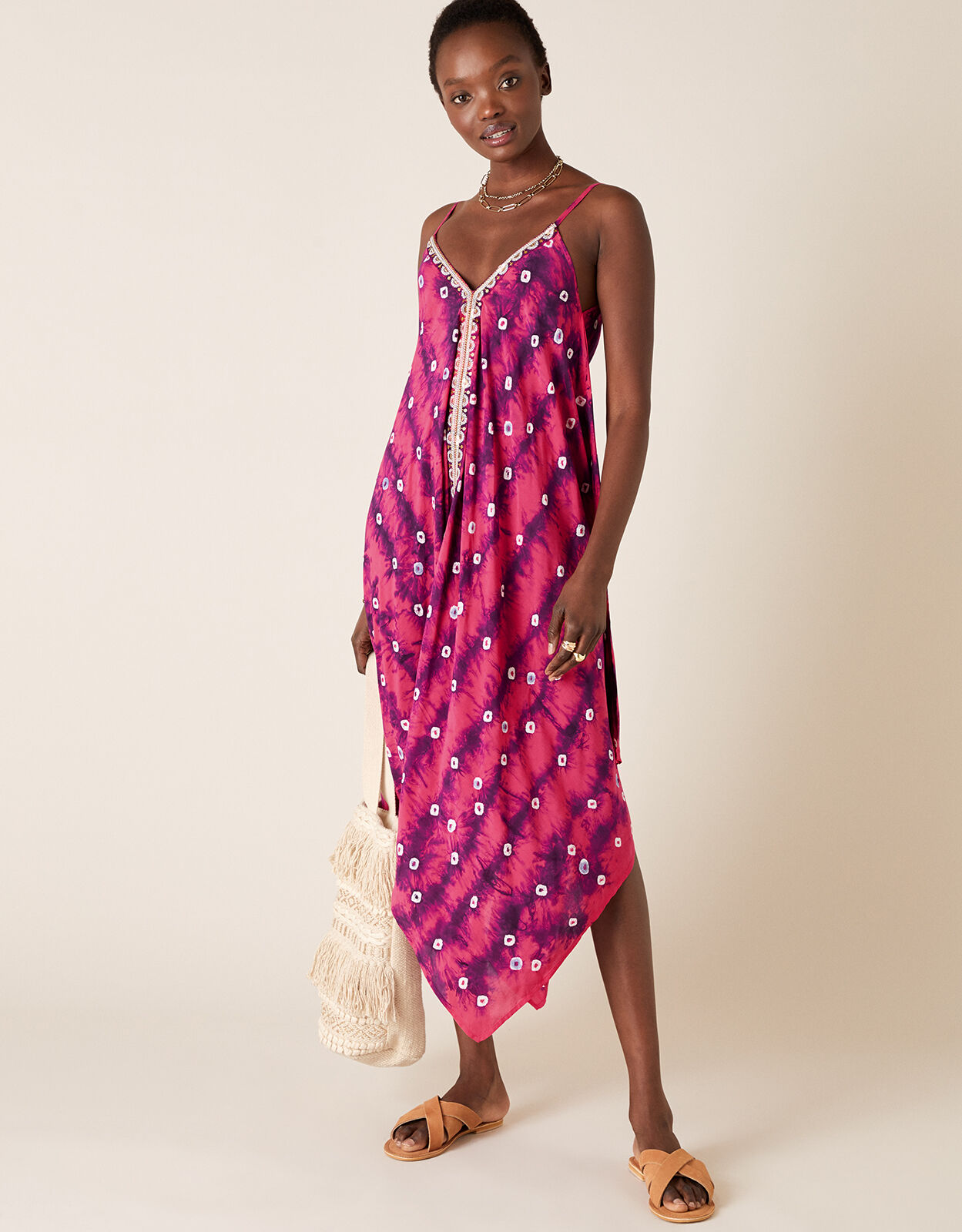 Sequin Embroidered Tie Dye Dress Purple