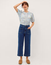 Naomi Puff Sleeve Floral Lace Blouse, Blue (BLUE), large