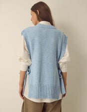 Tawn V-Neck Tie Side Knitted Vest, Blue (BLUE), large