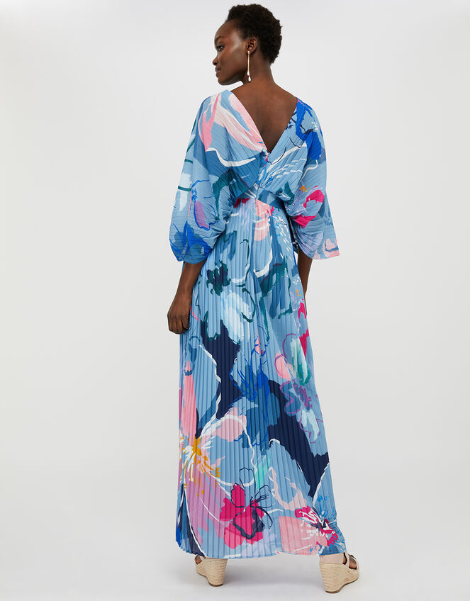 Erica Pleated Kaftan Maxi Dress, Blue (BLUE), large
