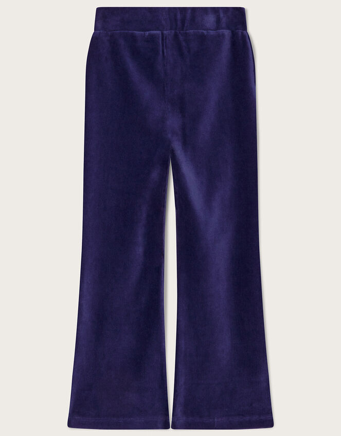 Velour Kick Flare Joggers Blue | Girls' Trousers & Leggings | Monsoon UK.